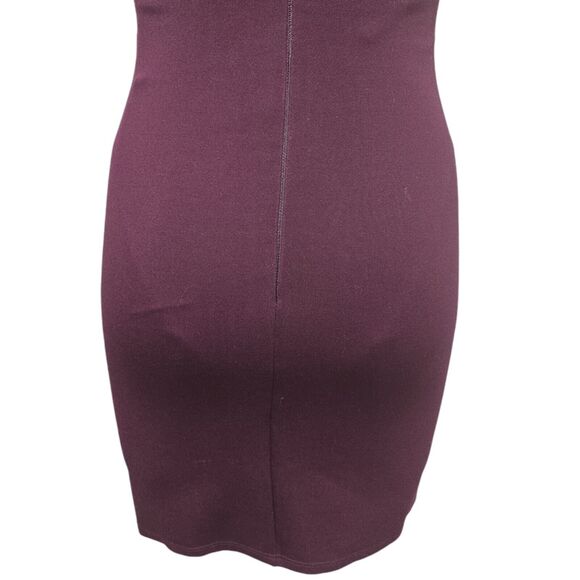 NWT‎ Halston Heritage Cold Shoulder Bodycon Dress Size XS Mesh Ponte Burgundy - Picture 11 of 12